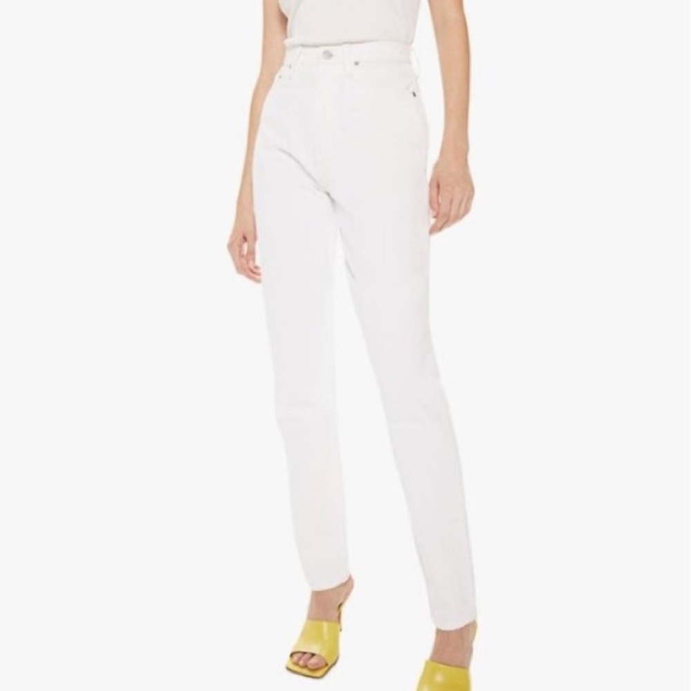 Mother SNACKS White Sticky Rice High Rise Twizzy Skimp Straight Leg Jeans